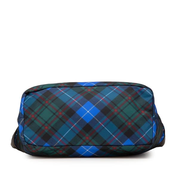 Pre-owned Prada Tessuto Stampato Reversible Satchel Blue