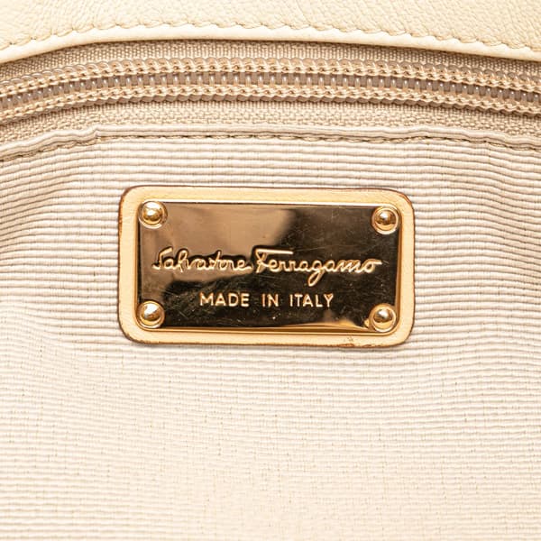 Pre-owned Ferragamo Gancini Canvas Satchel Brown