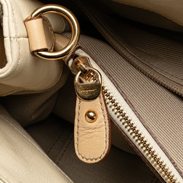 Pre-owned Ferragamo Gancini Canvas Satchel Brown