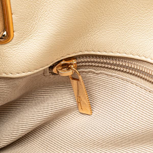 Pre-owned Ferragamo Gancini Canvas Satchel Brown