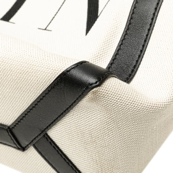 Pre-owned Valentino Small Canvas Rockstud VLTN Tote White