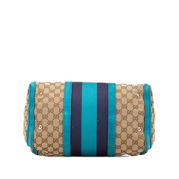 Pre-owned Gucci GG Canvas Web Joy Satchel Brown