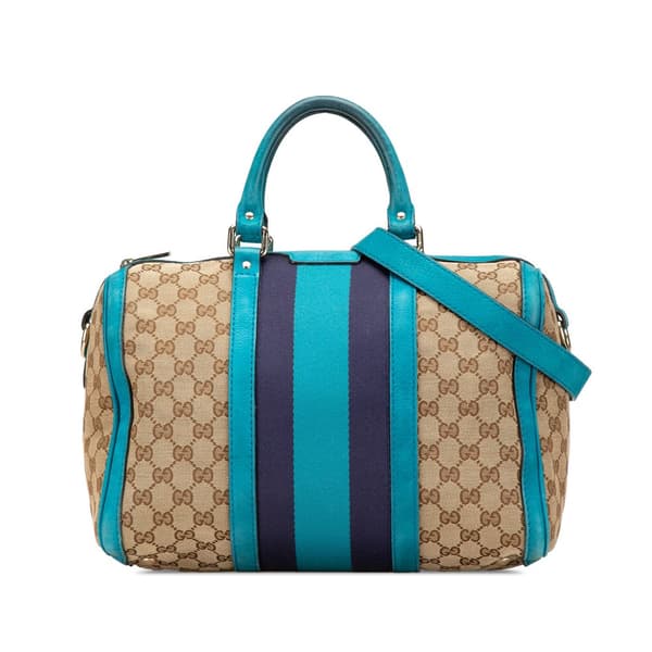 Pre-owned Gucci GG Canvas Web Joy Satchel Brown