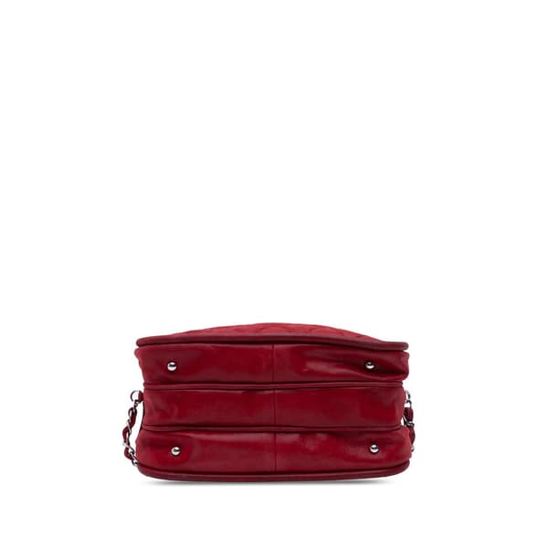 Pre-owned Chanel Quilted Iridescent Calfskin Relax CC Satchel Red