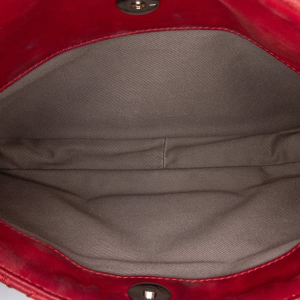 Pre-owned Chanel Quilted Iridescent Calfskin Relax CC Satchel Red