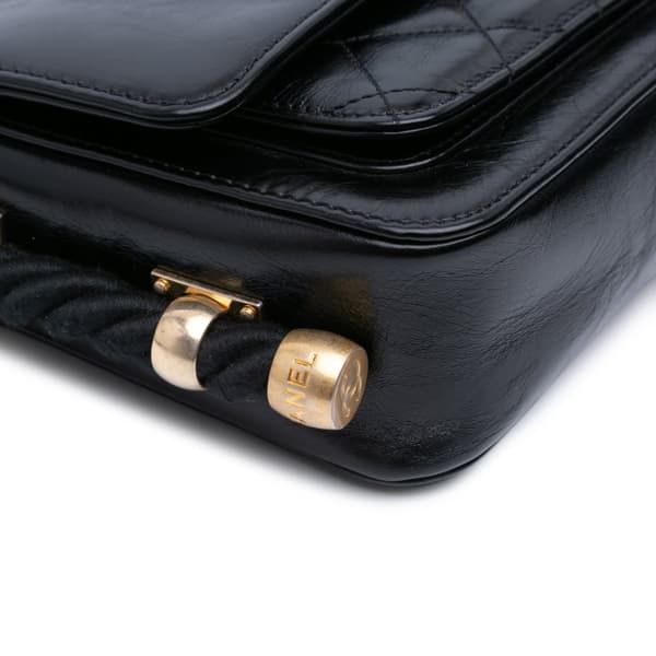 Pre-owned Chanel Crumpled Calfskin En Vogue Rope Flap Black