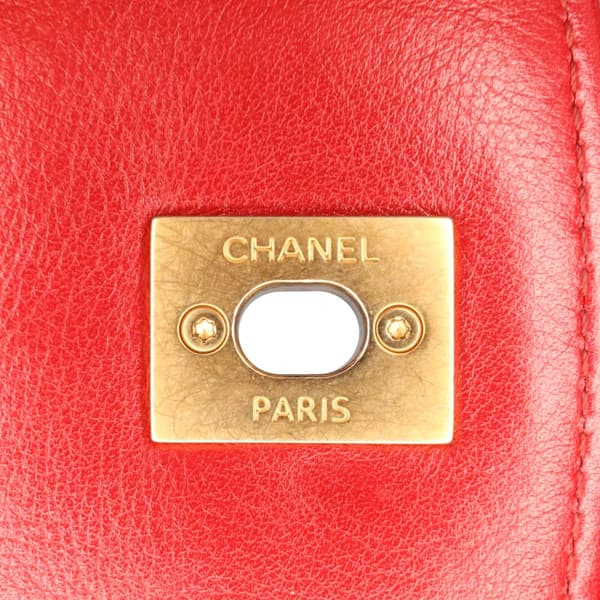 Pre-owned Chanel Small Quilted Calfskin and Caviar Chain Handle Flap Red