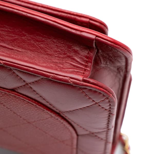 Pre-owned Chanel Small Quilted Calfskin and Caviar Chain Handle Flap Red