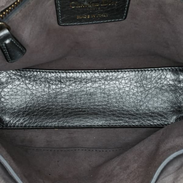 Pre-owned Dior Small Metallic Grained Calfskin Cannage Supple Lady Dior Silver