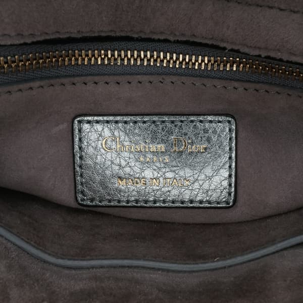 Pre-owned Dior Small Metallic Grained Calfskin Cannage Supple Lady Dior Silver