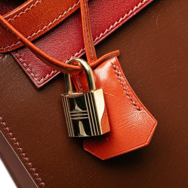 Pre-owned Hermès Tricolor Box Calf Kelly Sellier 32 Brown
