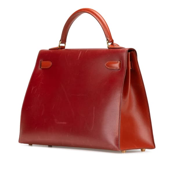 Pre-owned Hermès Tricolor Box Calf Kelly Sellier 32 Brown