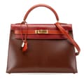 Miniatyrbild 1 av 10: Pre-owned Hermès Tricolor Box Calf Kelly Sellier 32 Brown