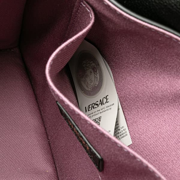 Pre-owned Versace Leather La Medusa Top Handle Flap Black