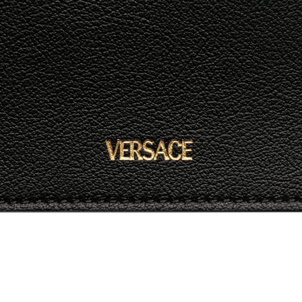 Pre-owned Versace Leather La Medusa Top Handle Flap Black