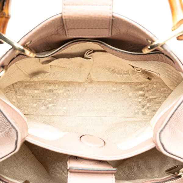 Pre-owned Gucci Small Calfskin Bamboo Shopper Satchel Pink