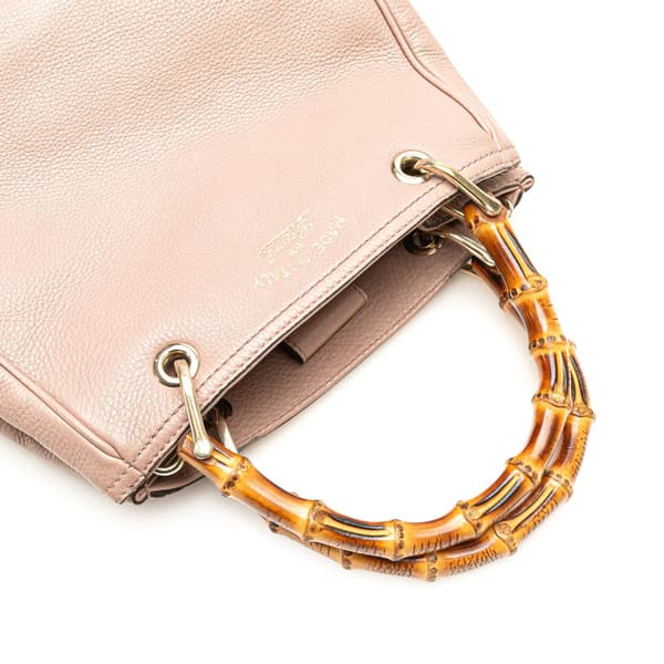 Pre-owned Gucci Small Calfskin Bamboo Shopper Satchel Pink