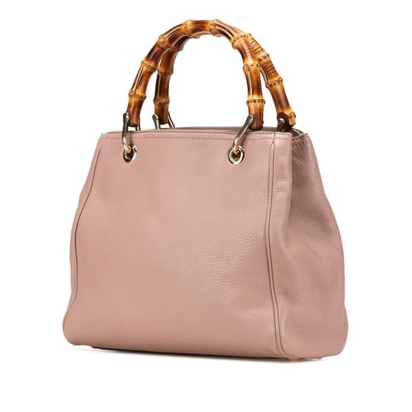Pre-owned Gucci Small Calfskin Bamboo Shopper Satchel Pink