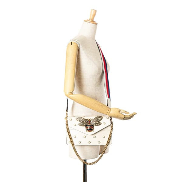 Pre-owned Gucci Mini Queen Margaret Broadway Leather Satchel White