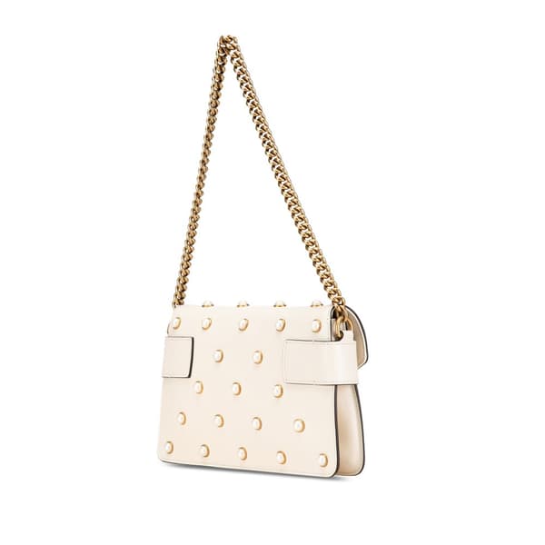 Pre-owned Gucci Mini Queen Margaret Broadway Leather Satchel White