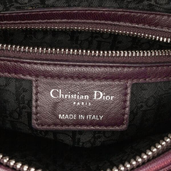 Pre-owned Dior Medium Lambskin Cannage Lady Dior Purple