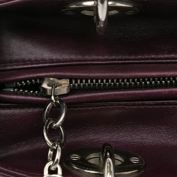Pre-owned Dior Medium Lambskin Cannage Lady Dior Purple