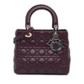 Miniatyrbild 1 av 10: Pre-owned Dior Medium Lambskin Cannage Lady Dior Purple