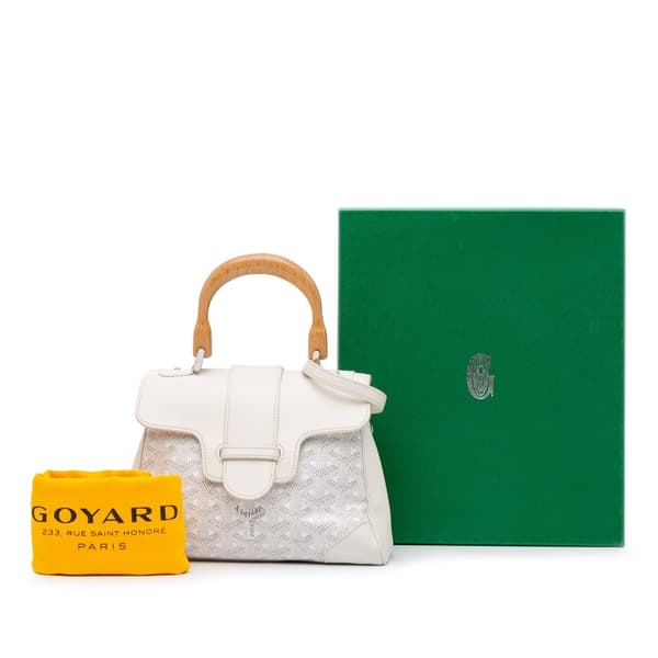 Pre-owned Goyard Mini Goyardine Saigon Souple White