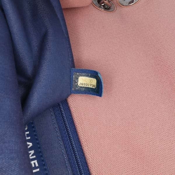 Pre-owned Chanel Jumbo Stripe Jersey Felt and Rope Flap Pink
