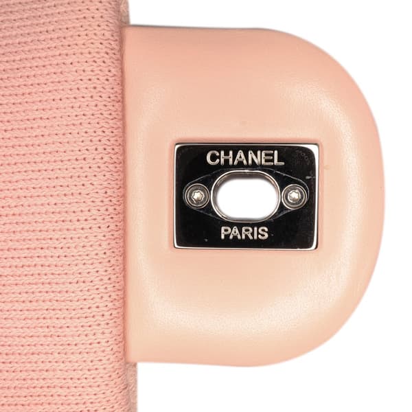 Pre-owned Chanel Jumbo Stripe Jersey Felt and Rope Flap Pink