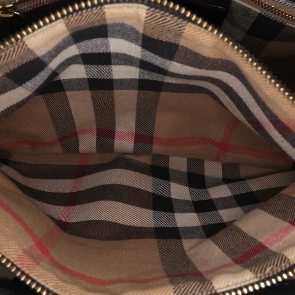 Pre-owned Burberry Medium Leather and House Check Banner Satchel Black