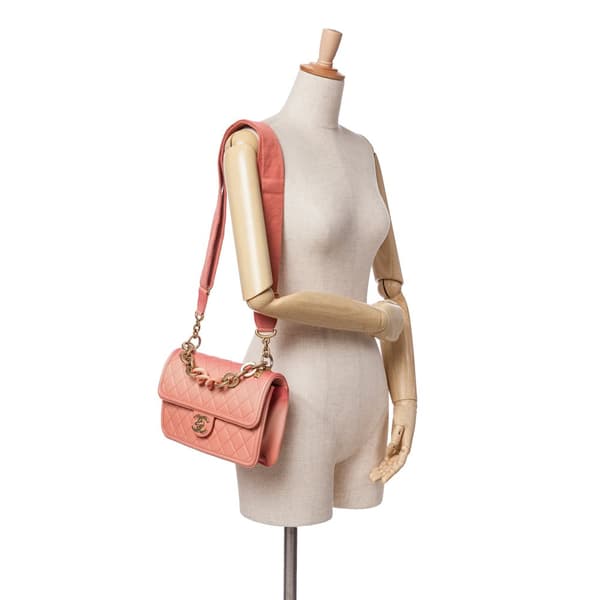 Pre-owned Chanel Medium Quilted Caviar Sunset On The Sea Flap Pink