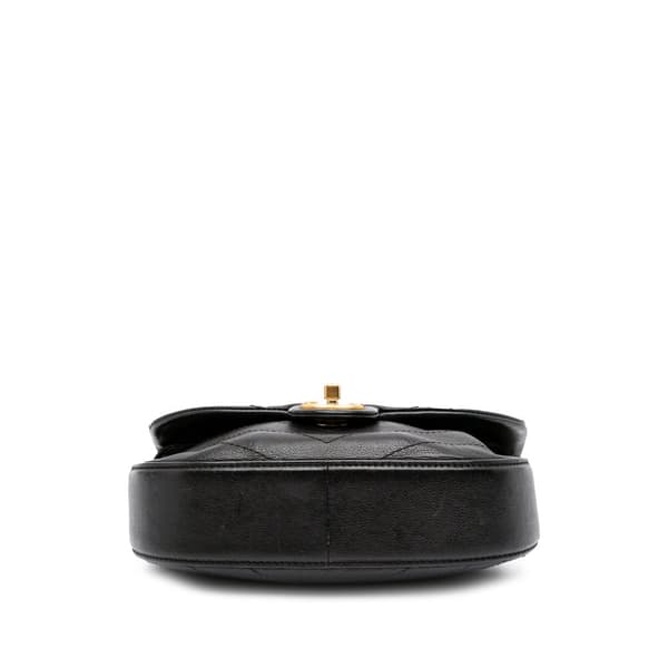 Pre-owned Chanel CC Chevron Calfskin Round Flap Satchel Black
