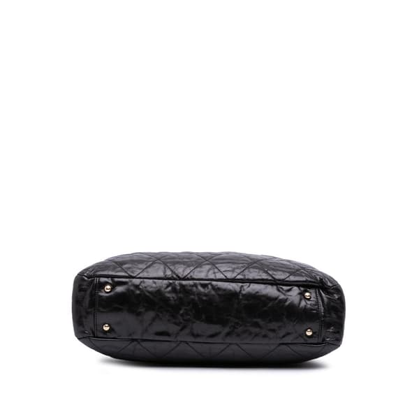Pre-owned Chanel Large Quilted Glazed Calfskin Portobello Satchel Black