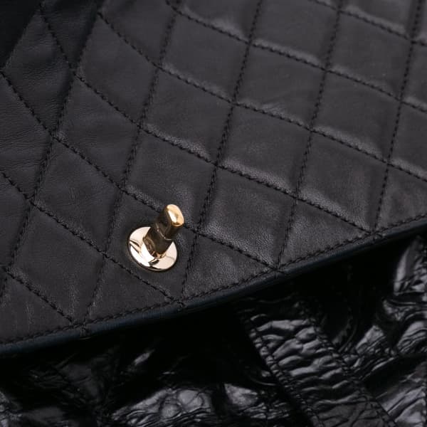 Pre-owned Chanel Large Quilted Glazed Calfskin Portobello Satchel Black