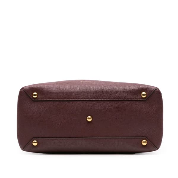 Pre-owned Burberry Medium Leather and House Check Banner Satchel Purple