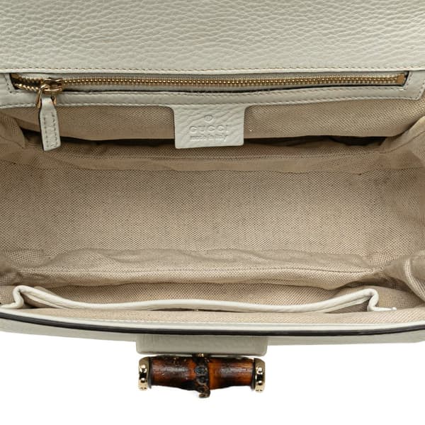 Pre-owned Gucci Medium Calfskin New Bamboo Top Handle Bag White