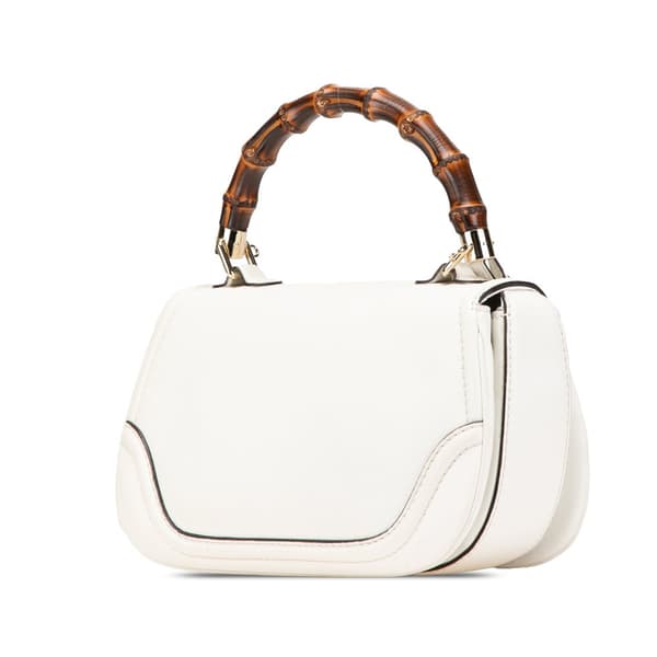 Pre-owned Gucci Medium Calfskin New Bamboo Top Handle Bag White