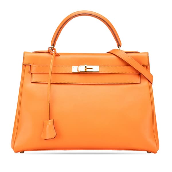 Pre-owned Hermès Gulliver Kelly Retourne 32 Orange