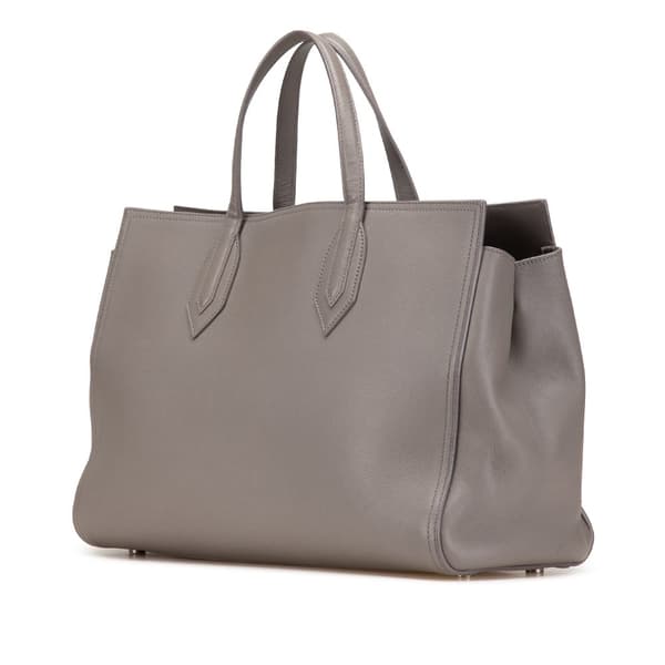 Pre-owned Saint Laurent Medium Calfskin Amber Tote Gray
