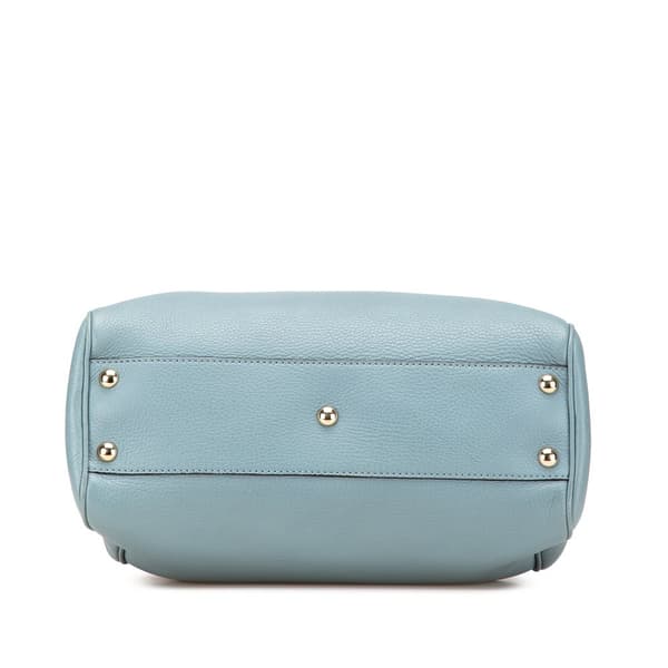 Pre-owned Gucci Small Calfskin Bamboo Shopper Satchel Blue
