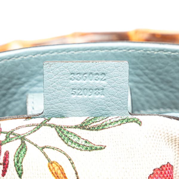 Pre-owned Gucci Small Calfskin Bamboo Shopper Satchel Blue