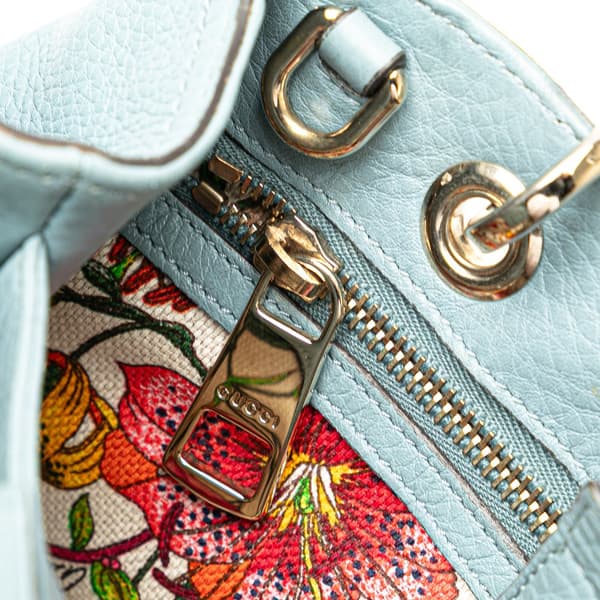 Pre-owned Gucci Small Calfskin Bamboo Shopper Satchel Blue
