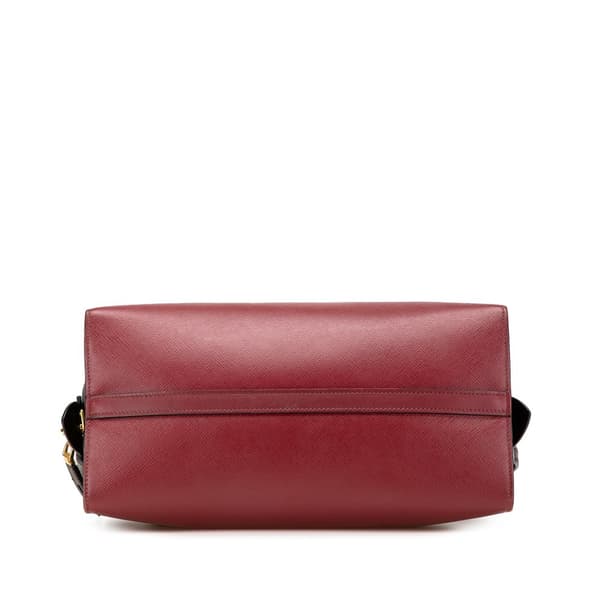 Pre-owned Prada Saffiano And City Calf Esplanade Satchel Red