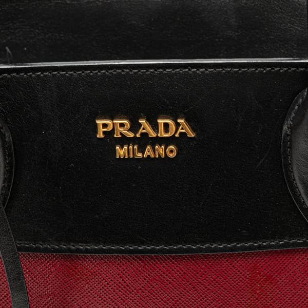 Pre-owned Prada Saffiano And City Calf Esplanade Satchel Red
