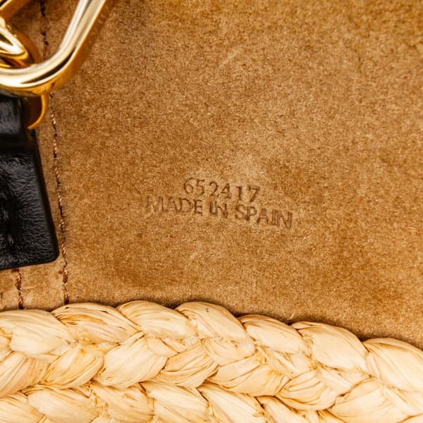 Pre-owned LOEWE Mini Raffia Pebble Bucket Bag Brown