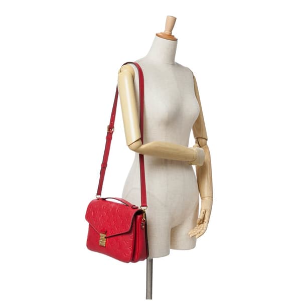 Pre-owned Louis Vuitton Monogram Empreinte Pochette Metis Red