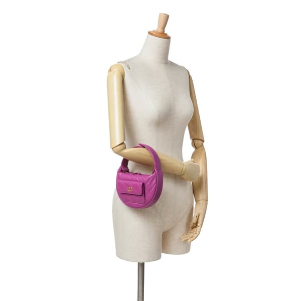 Pre-owned Chanel Quilted Caviar Polly Pocket Hobo Purple