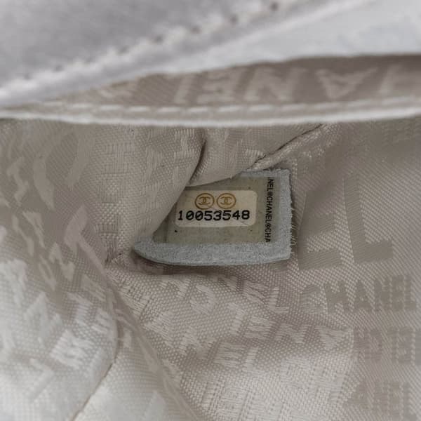 Pre-owned Chanel Satin Embellished Mirror Flap with Chain Silver
