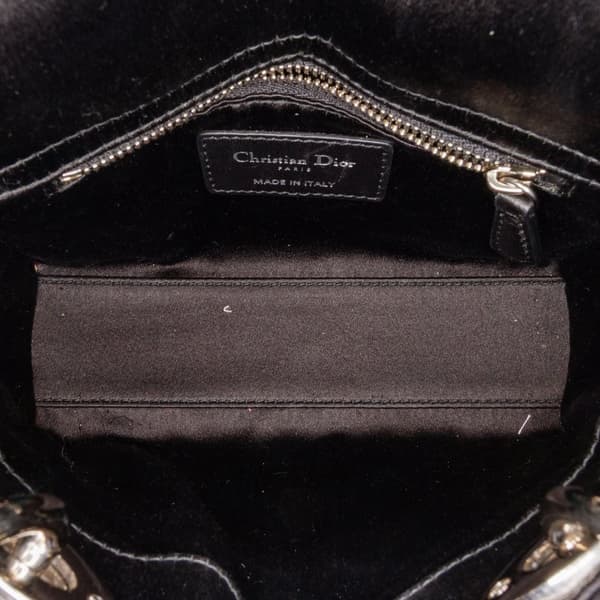 Pre-owned Dior Mini Satin Cannage Strass Crystal Embellished Lady Dior Black